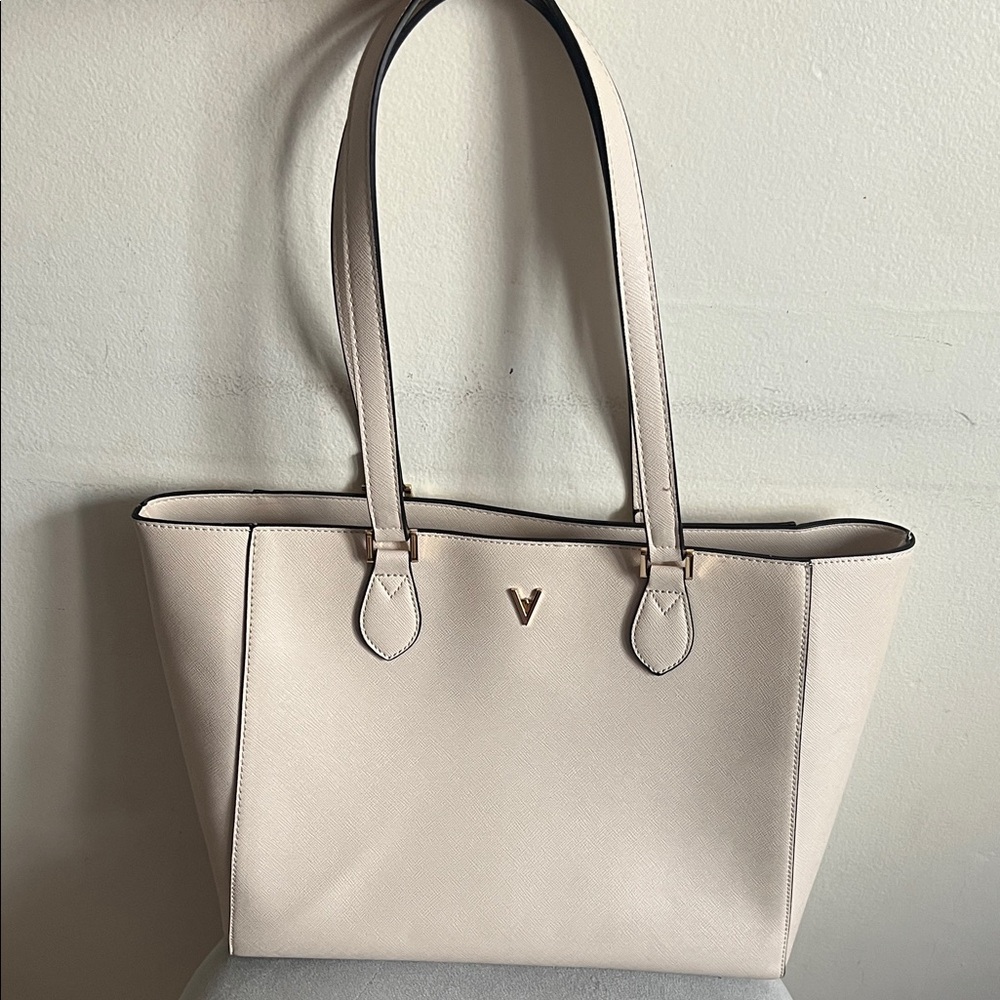 Vanessa Williams Cream Tote Bag with Double Straps